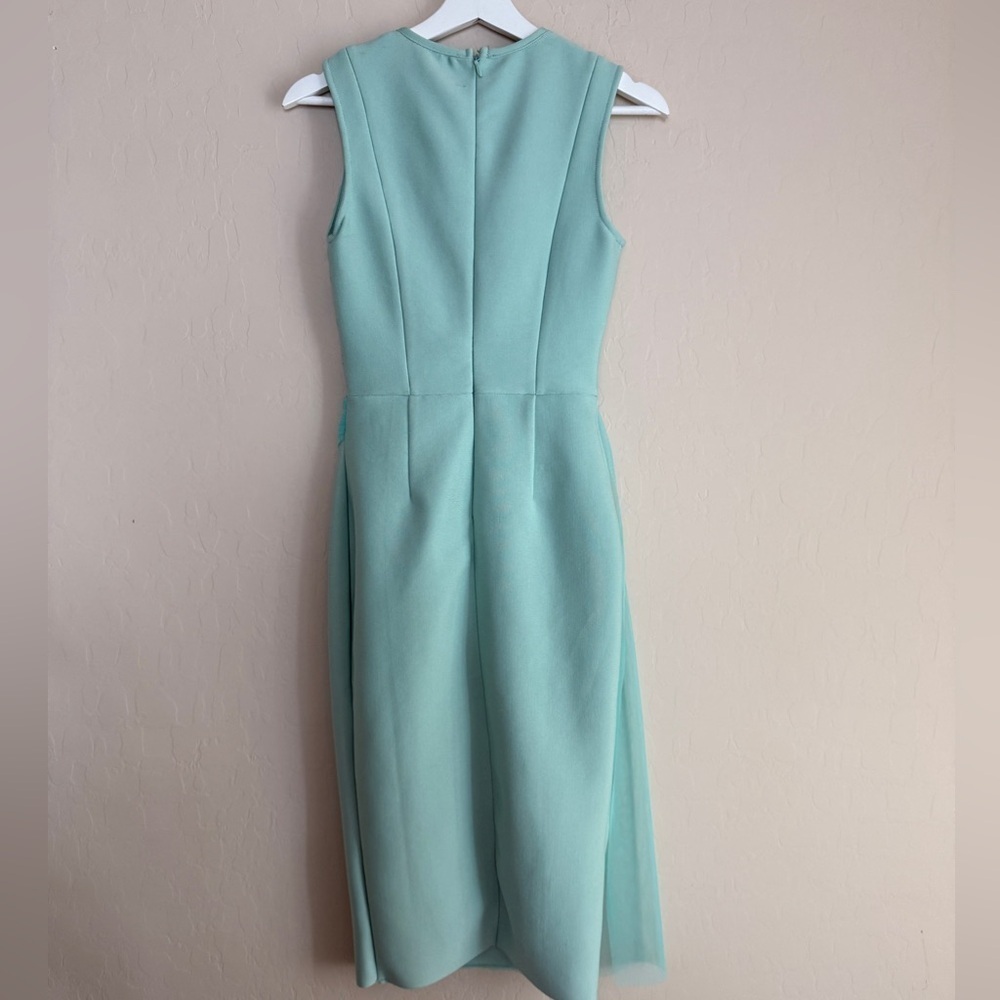 Weasel Wear Pinup Dress Water Cascading Bandage Aqua Mermaid Sheer Pencil XS - Picture 9 of 14